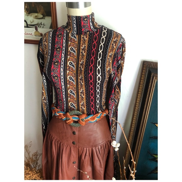 Free People Paisley tapestry 70s long sleeve top - Picture 6 of 8